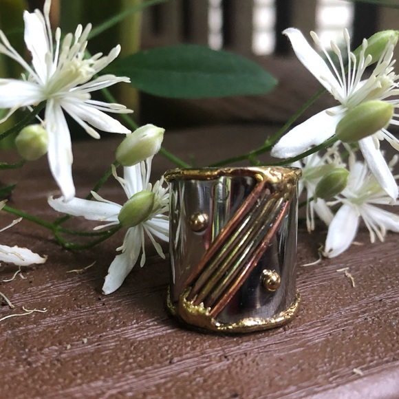 🔶 Handmade Mixed Metal Cuff Ring 🔶 - Picture 3 of 9